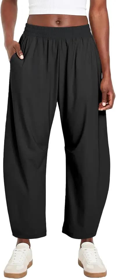 Barrel Pants Women Baggy Wide Leg Elastic Waisted Sweatpants Athletic Clothes Lounge Palazzo Trousers with Pockets