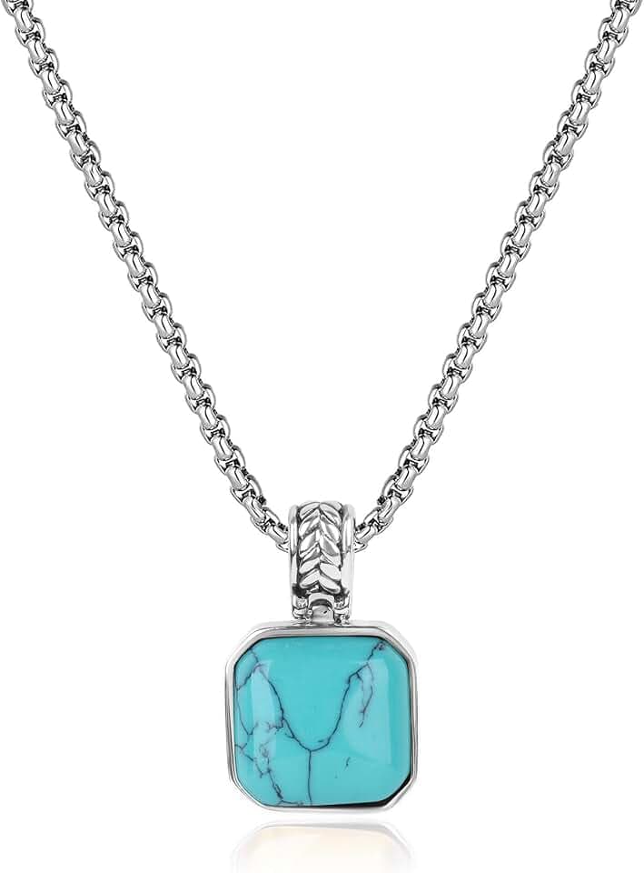 COAI Stainless Steel Pendant Necklace, Gemstone Necklace for Men