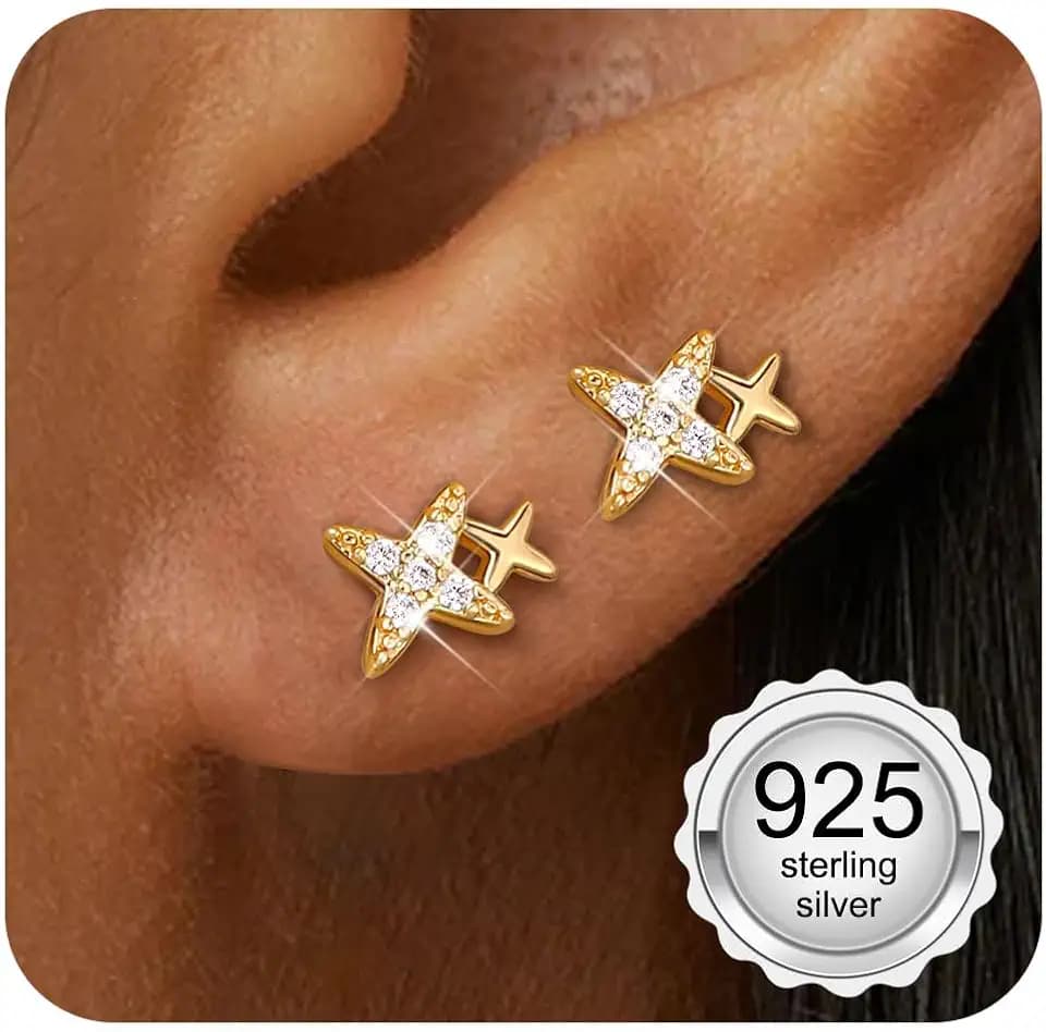 Adramata Ohrringe Silber 925 Klein Ohrringe Damen Flatback Ohrstecker
