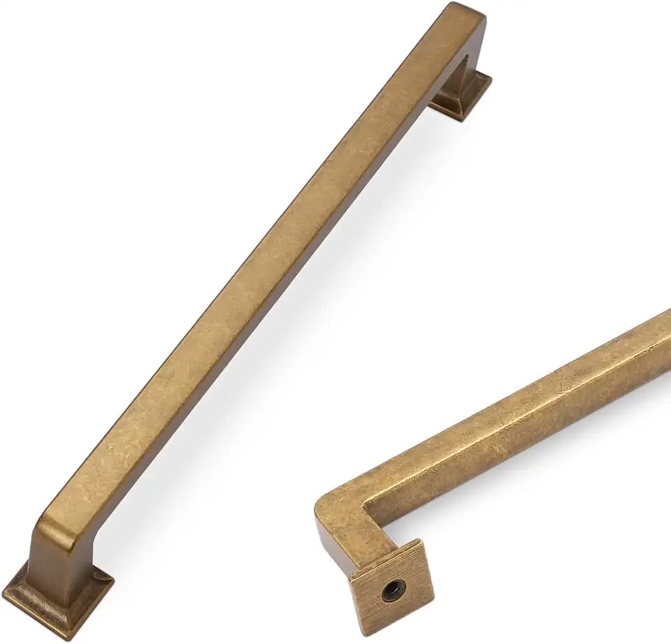 COTYKILEY 10 Pack 7Inch(177mm) Antique Brass Kitchen Cabinet Handles Cabinet Pulls Vintage Drawer Pulls Aged Gold Bronze Kitchen Cabinet Hardware