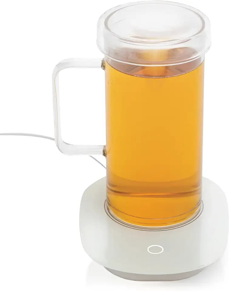 FLFK 20 oz Glass Coffee Mug with USB Cup Warmer,Heated Mug Warmer for Coffee & Tea,Portable USB-Powered Desk Glass Cup Heater for Office.