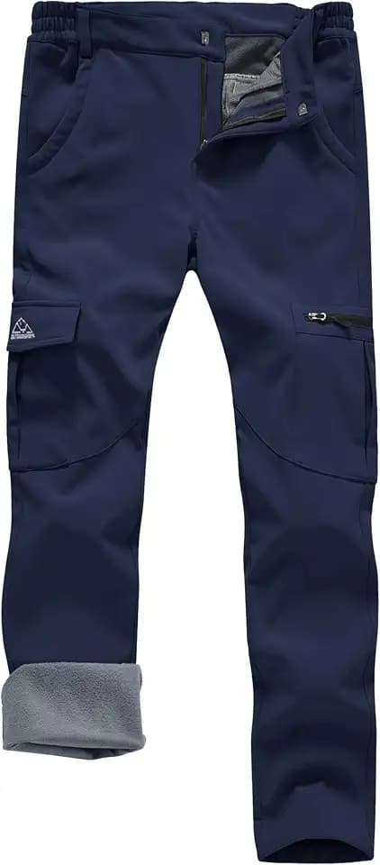 Rdruko Wasserdichte Softshell-Hose für Damen, Winter, warm, mit Fleece gefüttert, lässige Cargohose für Spaziergänge, Wandern, Skifahren, Outdoor-Arbeit