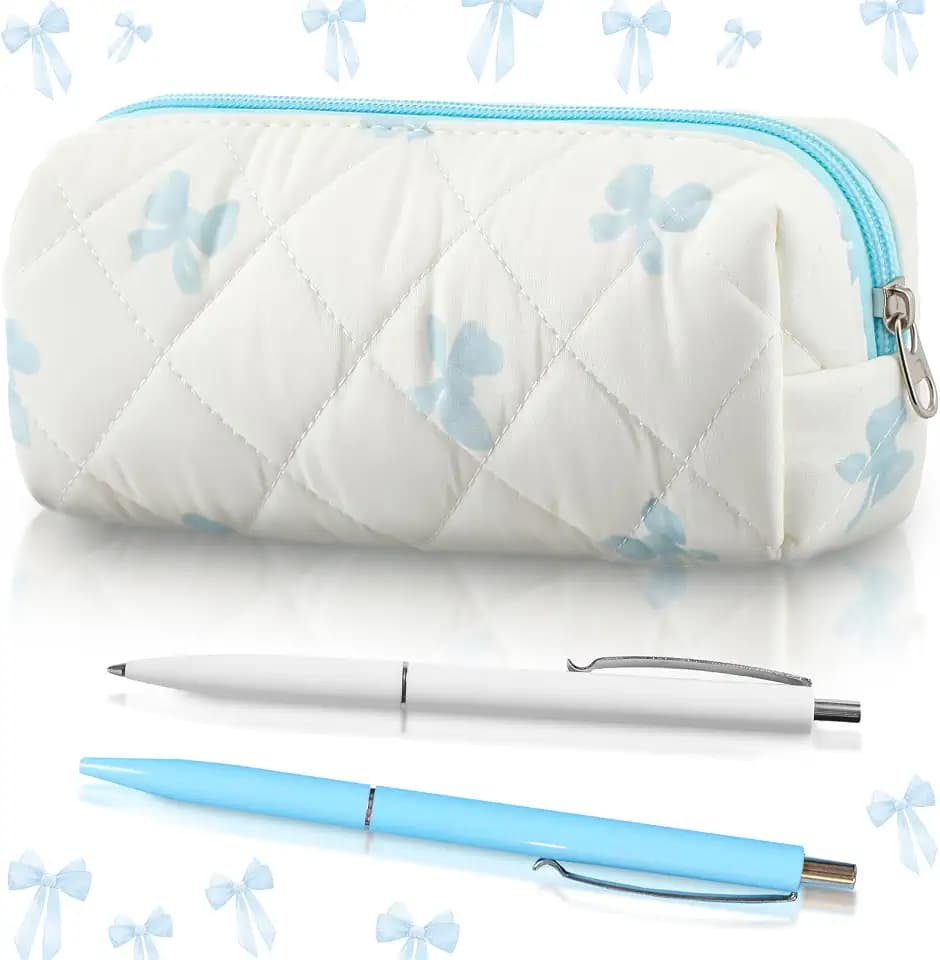 Sherr Coquette Bow Pencil Case Blue Bow Cute Pencil Pouch