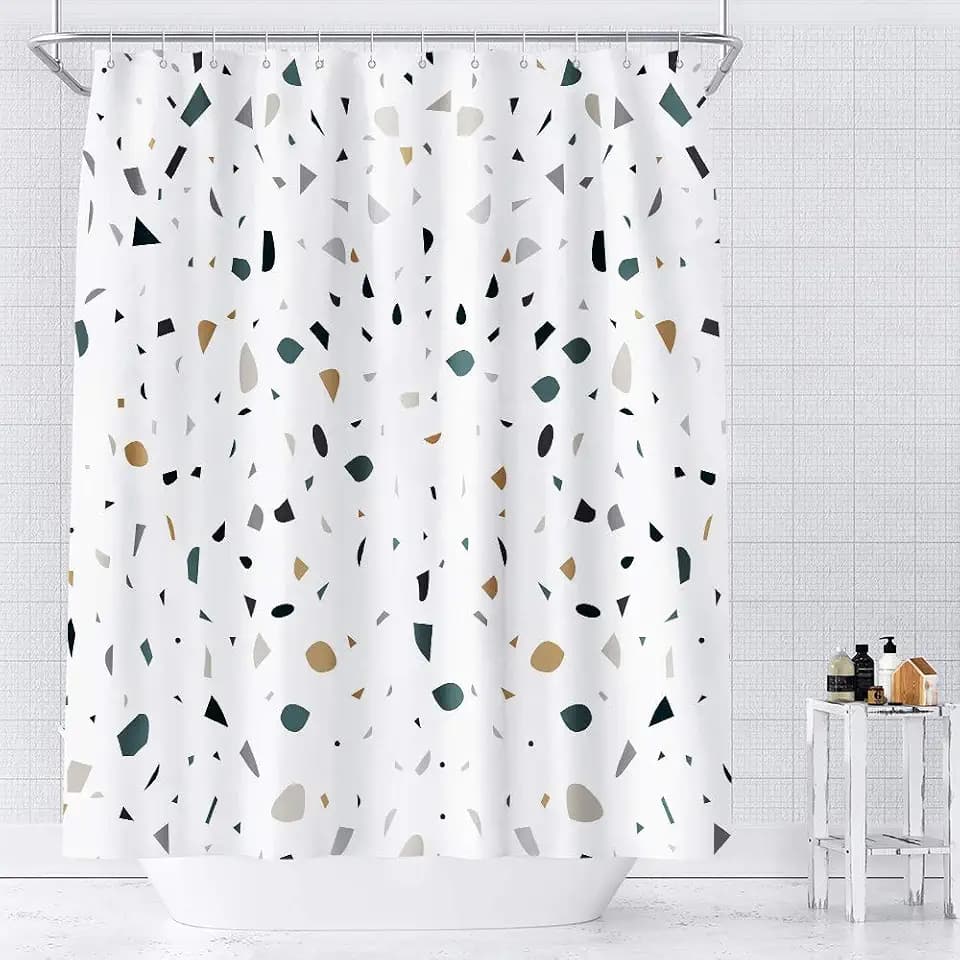 ACELIST Duschvorhang 180 x 200 cm Weiß , Duschvorhang mit Gewicht Unten Duschvorhang Badewanne Wasserdichter, Waschbar, Duschvorhang Polyester mit 12 Duschvorhangringen