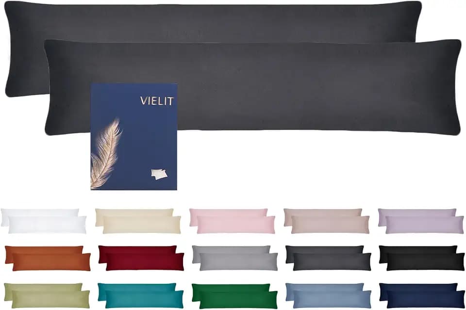 Vielit Seitenschläferkissen Bezug 40 x 145 2er Set Kissenbezug Anthrazit