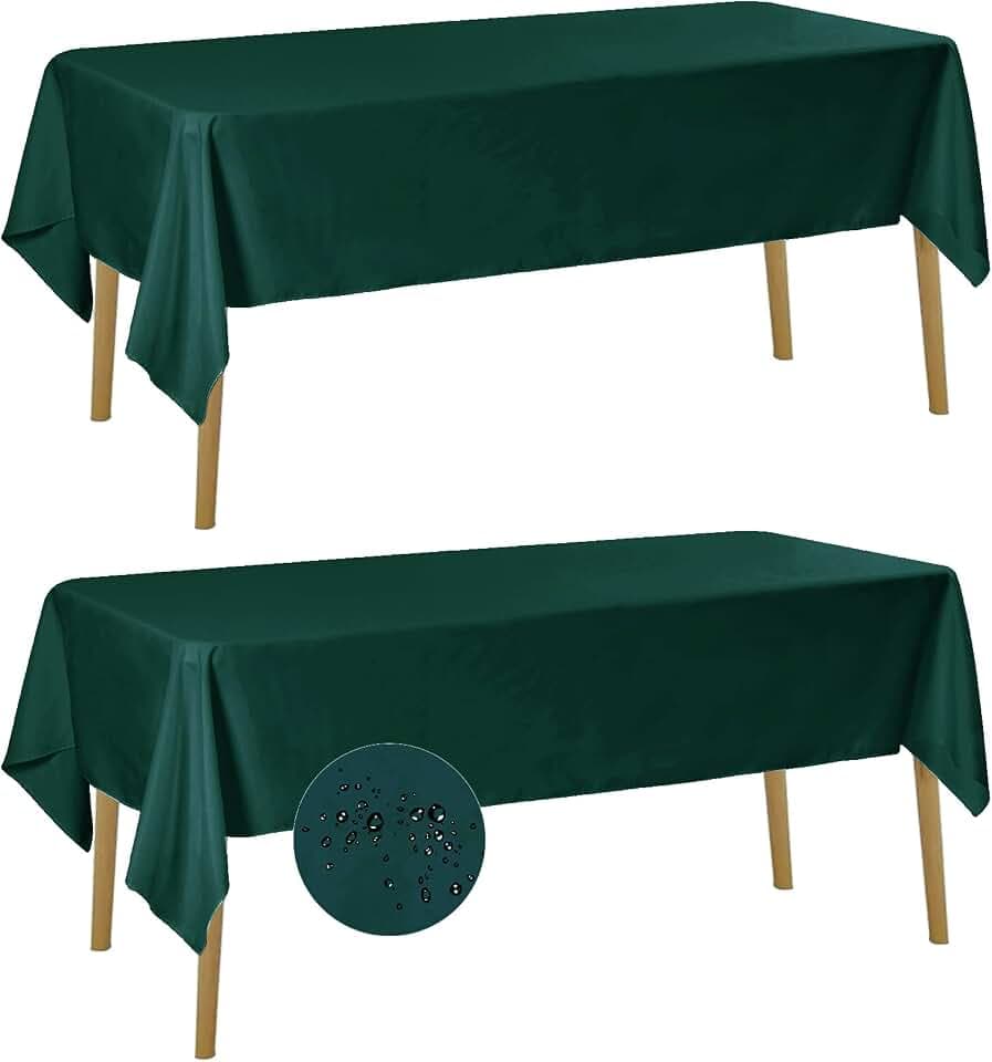 Fokitut 2 Pack Waterproof Rectangle Tablecloth, 60x120 Inch,Stain Resistant and Wrinkle Polyester Table Cloth, Fabric Table Cover for Kitchen Dining, Wedding, Party, Holiday Dinner-Hunter