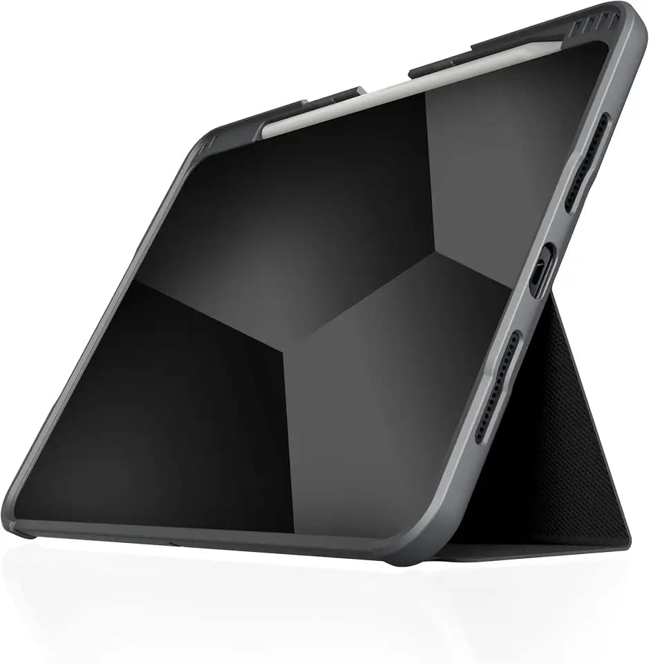 STM Dux Plus Case for iPad Pro M4 11" – Military-Grade Drop Protection, Apple Pencil Charging & Storage, Magnetic Closure, Transparent Back, Auto Wake/Sleep, Water-Resistant Cover – Black
