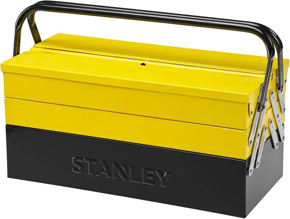 STANLEY Werkzeugbox/Werkzeugkoffer leer Werkzeugkasten - Werkzeugkiste (45 x 21 x 21 cm), Cantilever mit Klemmschutz für Werkzeuge & Zubehör, mit vollständig zugänglichen Fächern) 1-94-738
