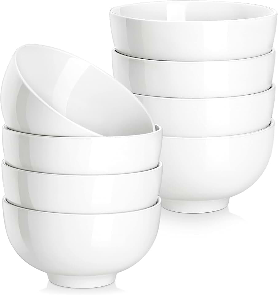 MALACASA 8er Müslischalen Porzellan Set, 300ml Dessertschalen, Ø 11,5 cm