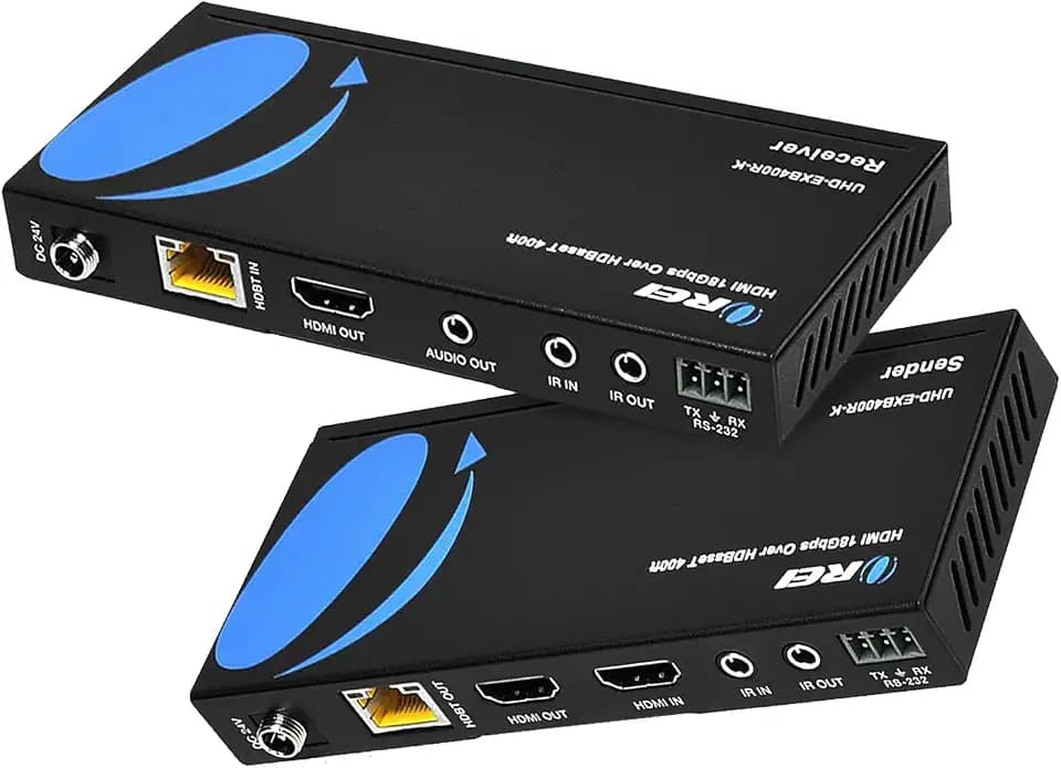 OREI HDMI Extender HDBaseT 400ft - 4K2K@60Hz RS-232 HDR Two-Way IR CEC PoC