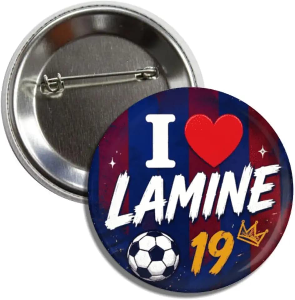 I Love Lamine #19 Soccer Pin Button Badge, 5.7 cm Round Soccer Fútbol Fan Collectible