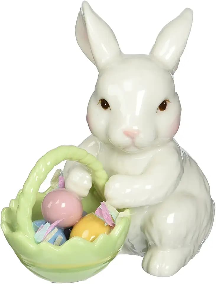 Cosmos 10592 feines Porzellan Hase mit Osternest, 3–3/4-Zoll
