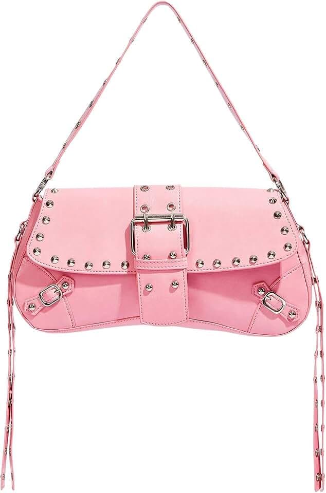 Verdusa Women's Y2K Purse Mini Goth Punk Shoulder Bag Leather Studded Purse