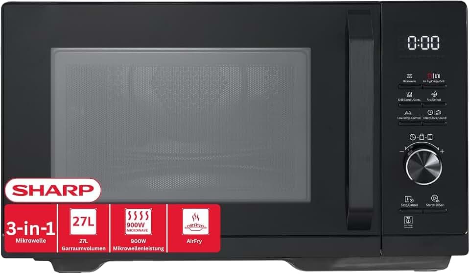 SHARP RCA271TB 4in1 Airfry-Mikrowelle 27 L Grill 900 W Schwarz