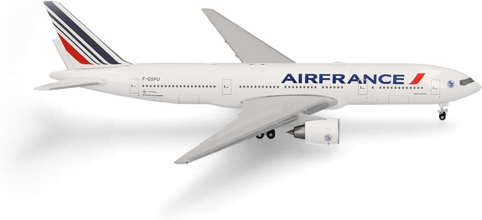 Herpa Modellflugzeug Air France Boeing 777-200, Miniatur im Maßstab 1:500, Sammlerstück, Flugzeug Modell ohne Standfuß, Metall