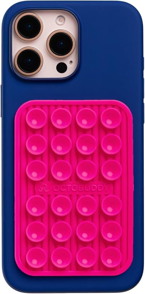 OCTOBUDDY Textures Bubble Stripe - Silicone Suction Phone Case - Hot Pink