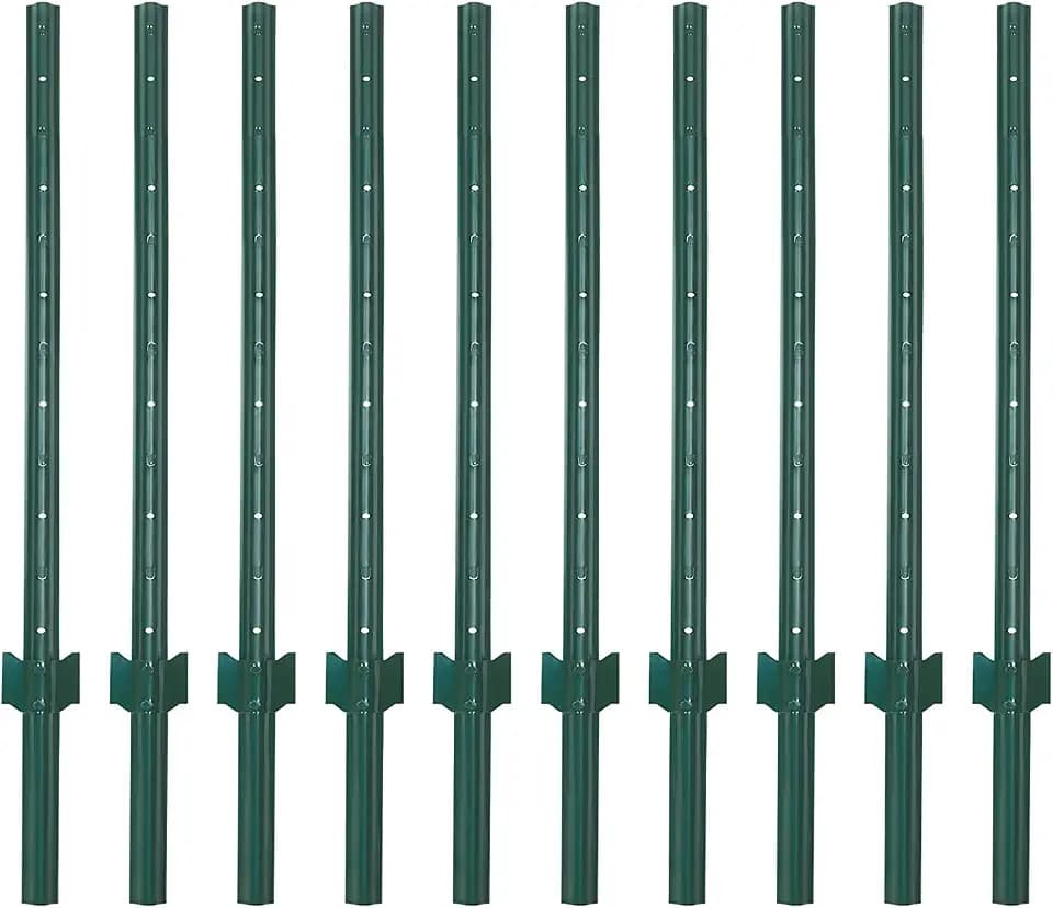 LADECH 3-4-5-6-7 Feet Sturdy Duty Metal Fence Post – Garden U Post for Fencing - 10 Pack (4 Feet)
