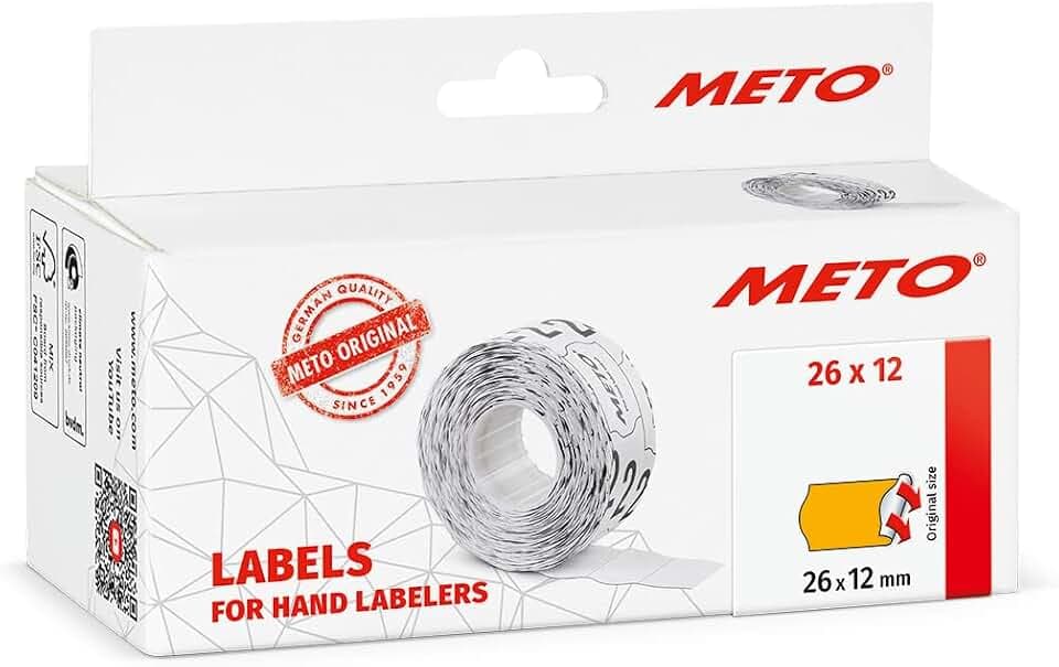 METO Preisauszeichner Etiketten 26 x 12 mm, orange, permanent, 6.000 Stück