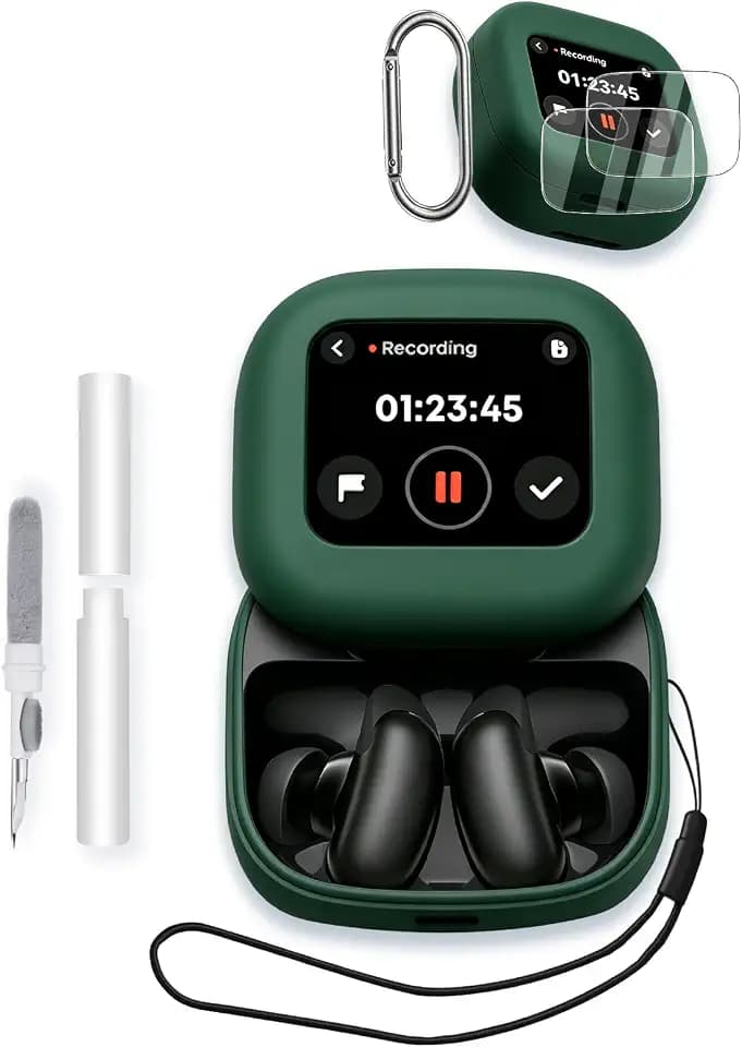 Case for Anker Soundcore Liberty 5 Pro MAX Earbuds, Soft Silicone Protective Portable Scratch Shock Resistant with 2pack Screen Protector &Cleaner Kit & Carabiner & Lanyard,Green