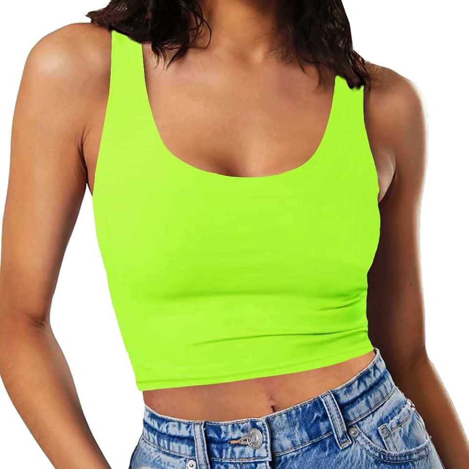 Sexy bauchfreie Oberteile für Damen, ärmellos, doppellagiger U-Ausschnitt, bauchfreies Tanktop