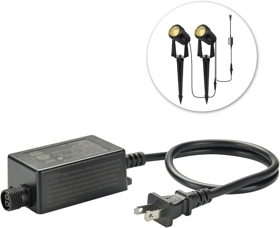SUNTHIN IP65 Waterproof Power Adapter for Outdoor Low Voltage Warm White Landscape Spotlights (27V 0.6A),Maximum Number of lamp Heads Allowed to be Connected 16Pack