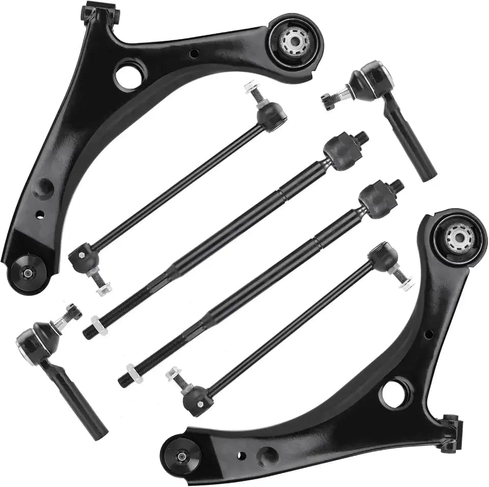 8PCS Front Lower Control Arm for Dodge Grand Caravan 2008-2018, for Chrysler Town & Country 2008-2016, for Volkswagen Routan 2009-2010, Sway Bar + Outer Tie Rod End Link Suspension Kit K622034 K622033