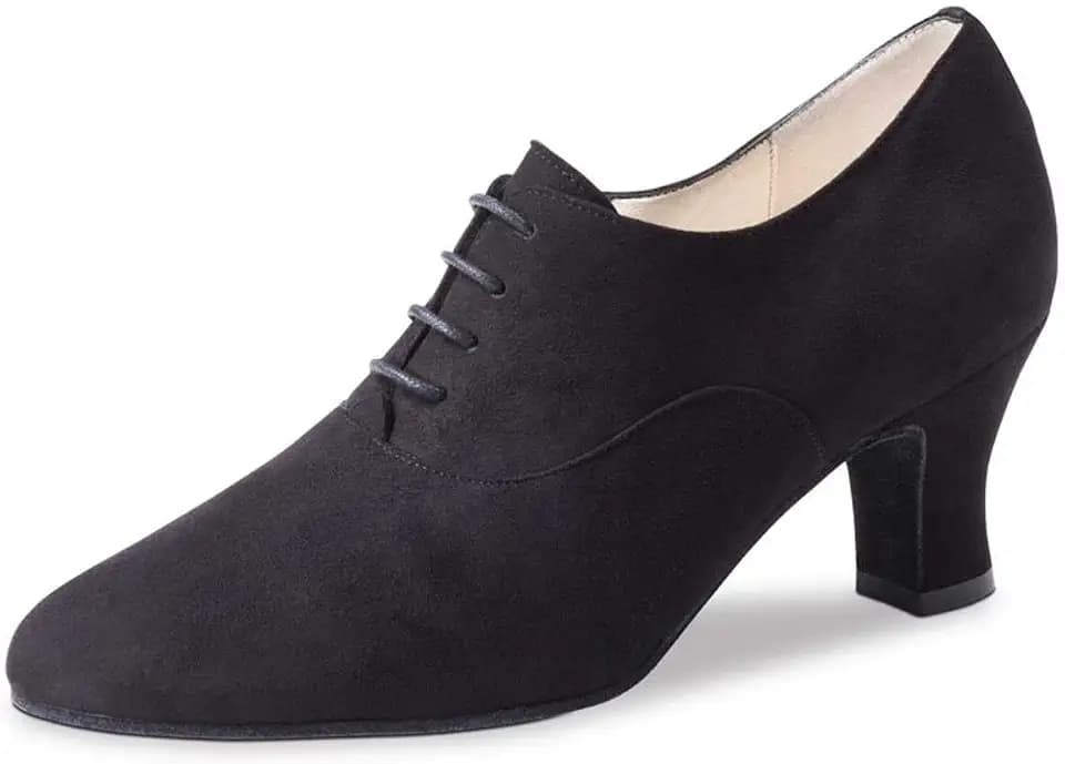 Werner Kern Damen Tanzschuhe Olivia 6 Comfort - Veloursleder Schwarz - für breite Füße - 6 cm Cuban Absatz - Rauledersohle - Made in Italy