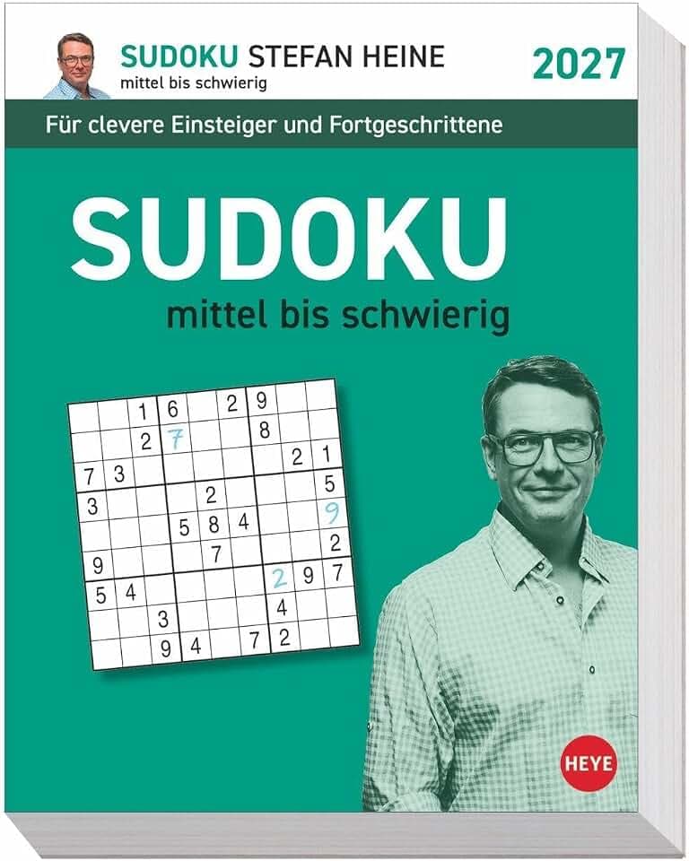 Stefan Heine Sudoku mittel bis schwierig Tagesabreißkalender 2027: Knifflige Rätsel für Geübte mit Lösung. Tischkalender mit Denksport für jeden Tag. Anspruchsvolle Sudoku von mittel bis schwer