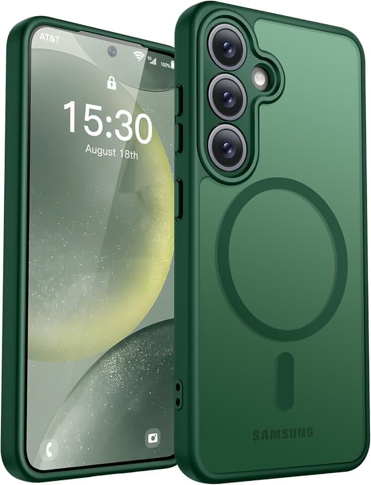 HuwaiH Magnetisch Hülle für Samsung Galaxy S24 Handyhülle, Grün