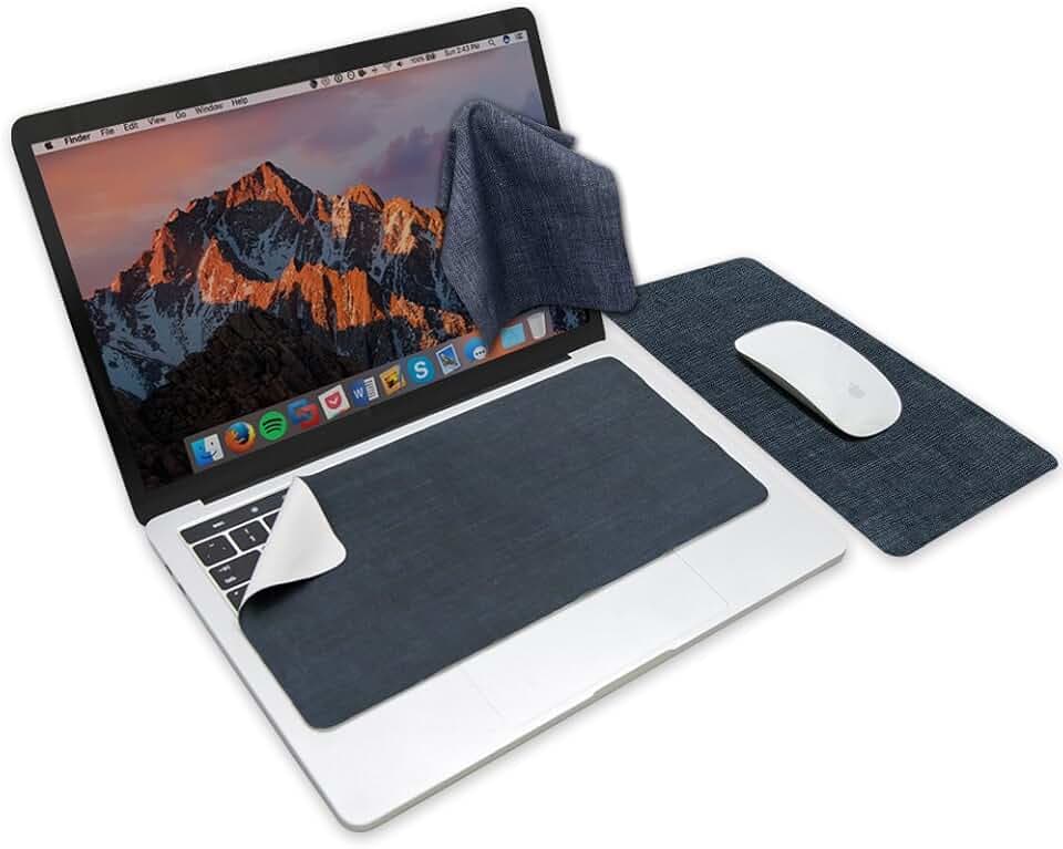 SenseAGE Microfasertuch Tastaturschutz mit attraktiv Bilder für 13 Zoll Laptop MacBook | 3 in 1 Mauspad, Bildschirmreiniger, Display-, Tastaturabdeckung | Notebook Schutztuch, Dunkelblau