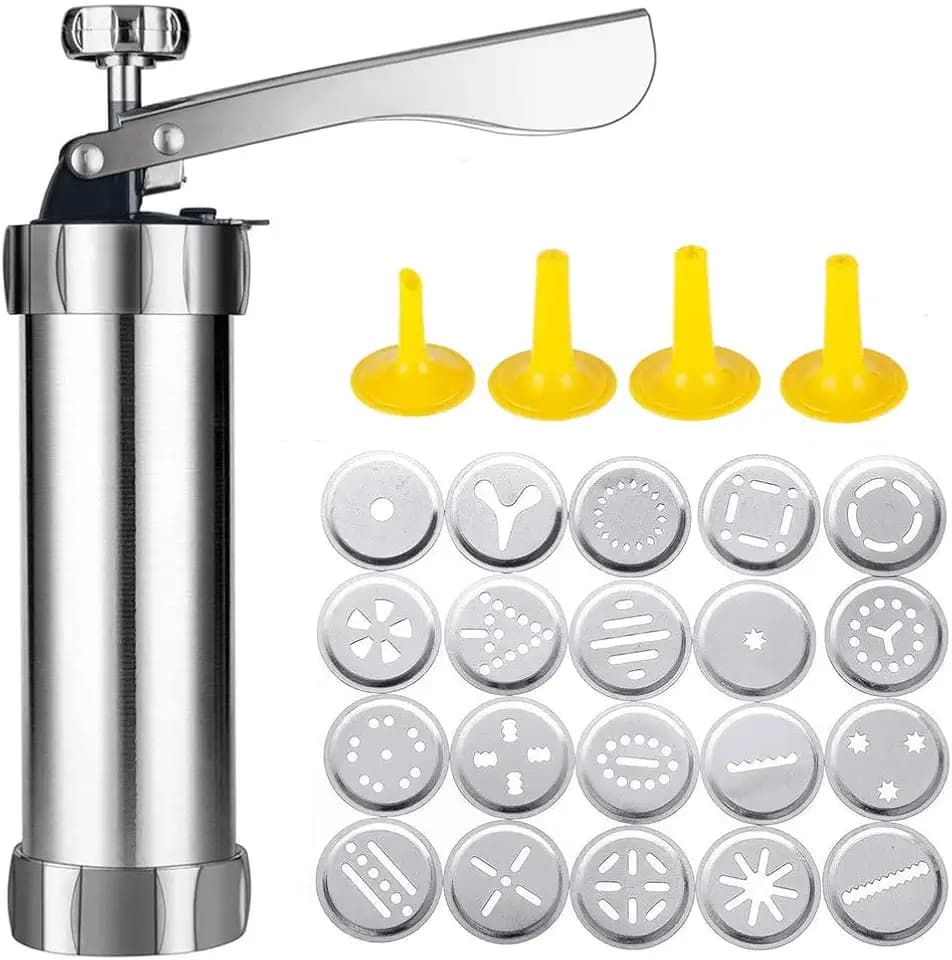 Cookie Press Gun Kit Reusable with 20 Cookie Molds and 4 Nozzles Biscuit Press DIY Biscuit Maker
