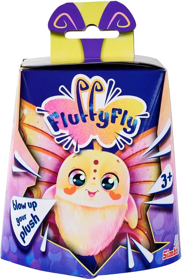 Simba Plüsch Schmetterling Fluffyfly (30 cm) – Aufblasbares Kuscheltier mit Regenbogen-Augen und Überraschungseffekt – Geschenkidee für Kinder – weiches Stofftier ab 3 Jahren für Mädchen und Jungen