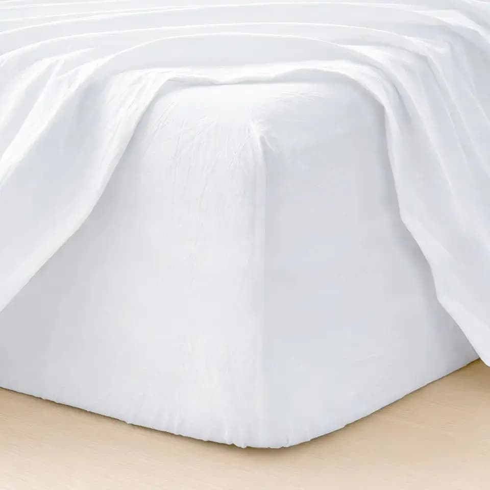 MOOMEE Fitted Sheet Only Washed Cotton Linen-Like Extra Deep Pocket Full