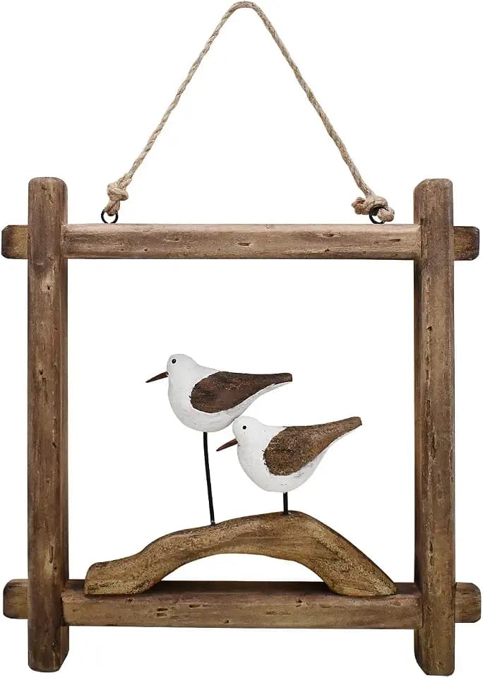 Wood Seabird Beach Wall Hanging Decor Rustic Ocean Seagull Ornaments