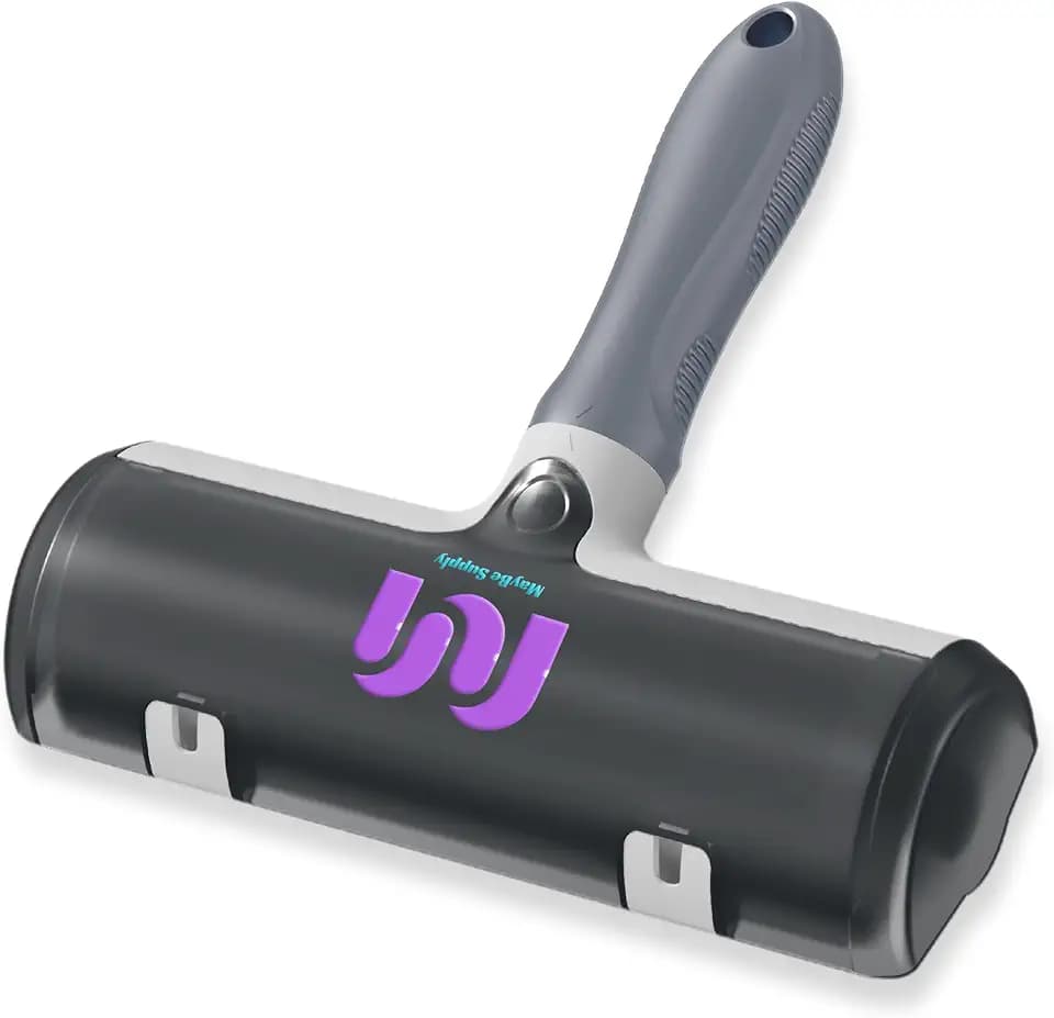 New MayBe Supply Pet Hair Remover Roller | Efficient Two-Way Design | Reusable & Washable | Safe on Clothes, Furniture, Carpets & Upholstery | Large Storage Bin | Durable ABS Material (Grey)