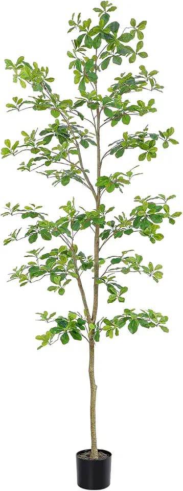 Bellacat Faux Black Olive Tree 7ft, Tall Faux Trees Indoor with Natural Trunk and Realistic Leaves. 7 Feet(84in) Artificial Tree for Home Office Décor.