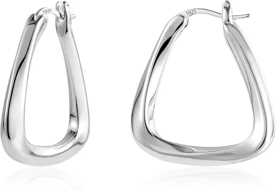 Creolen Ohrring Damen Gold Silber 925 Chunky Minimalist Breit Dicke Creolen
