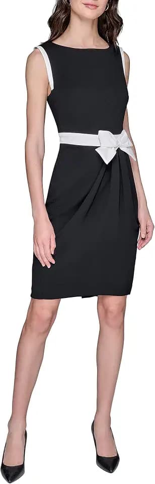 Karl Lagerfeld Women's Lined Arm Trim Scuba Crepe Sheath Dress