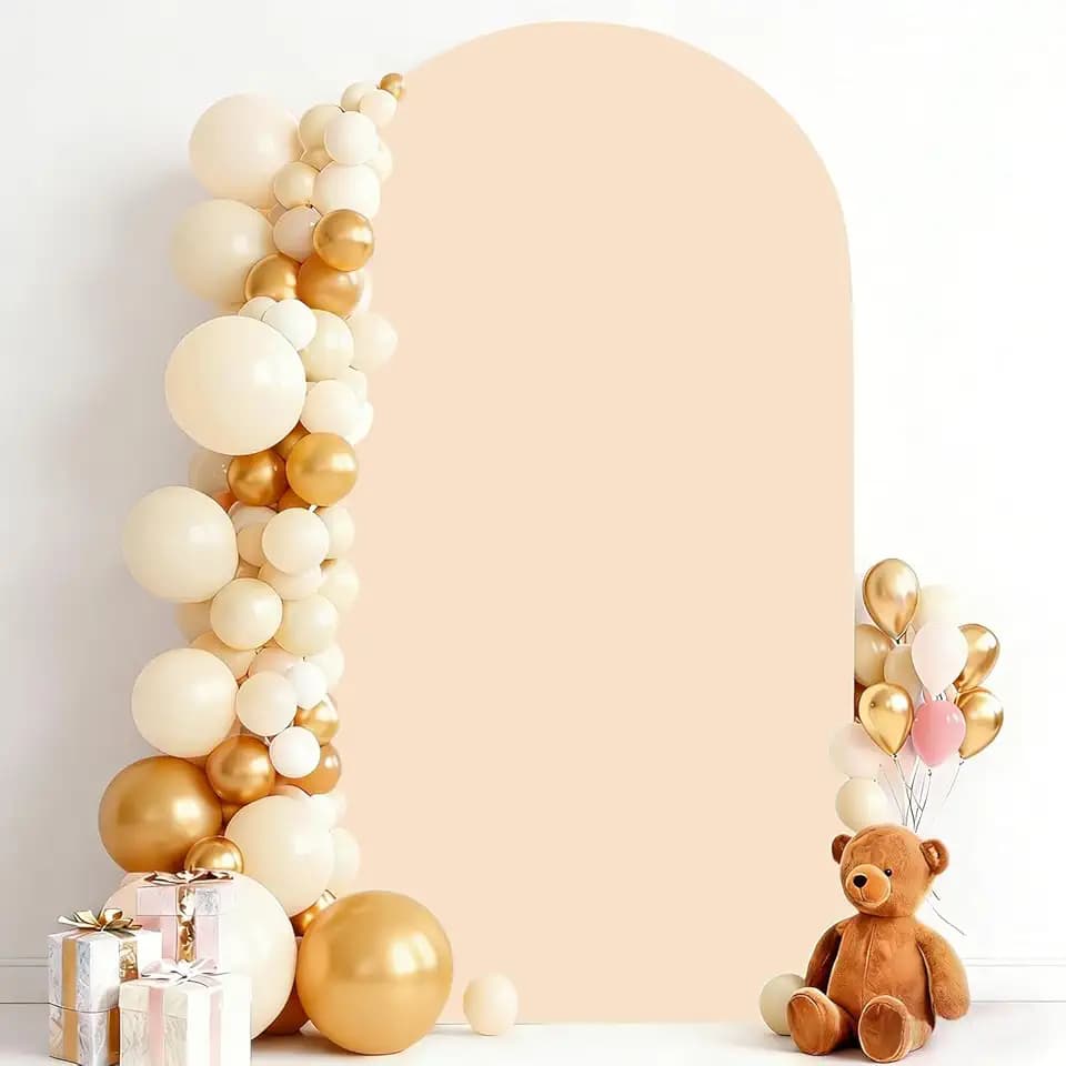 6.6FT Beige Wedding Arch Backdrop Cover, Stretchy Fabric