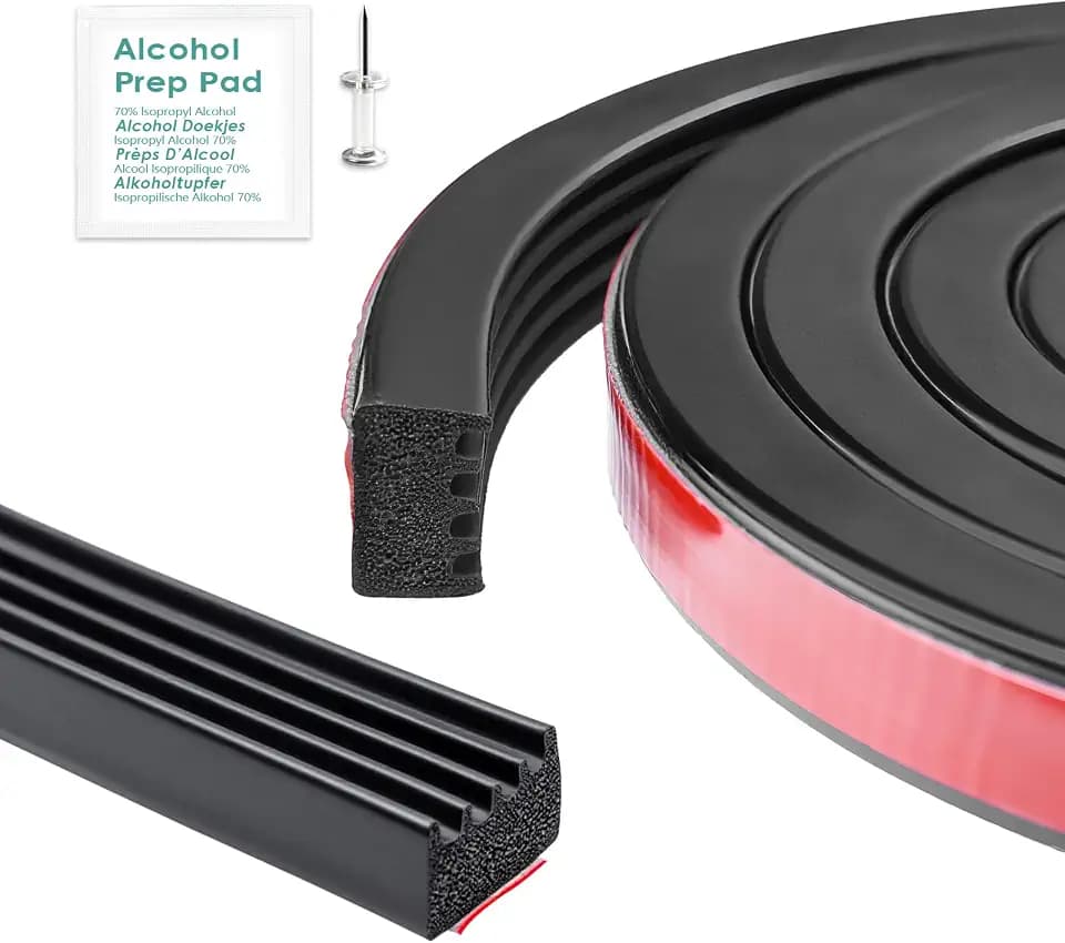 326A0004 Ribbed Bulkhead Seal Strip 3/5" X 65", Self-Adhesive EPDM W/Tape