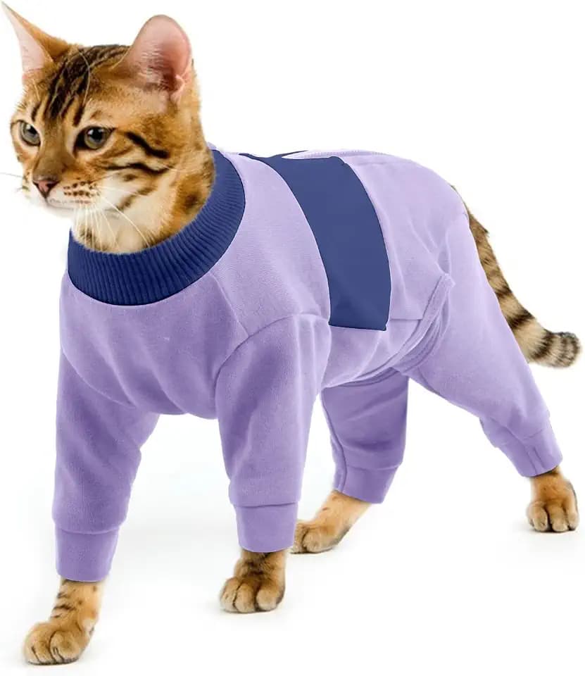 QBLEEV Cat Clothes, Soft Cat Surgery Recovery Suit Onesie for Cats Only