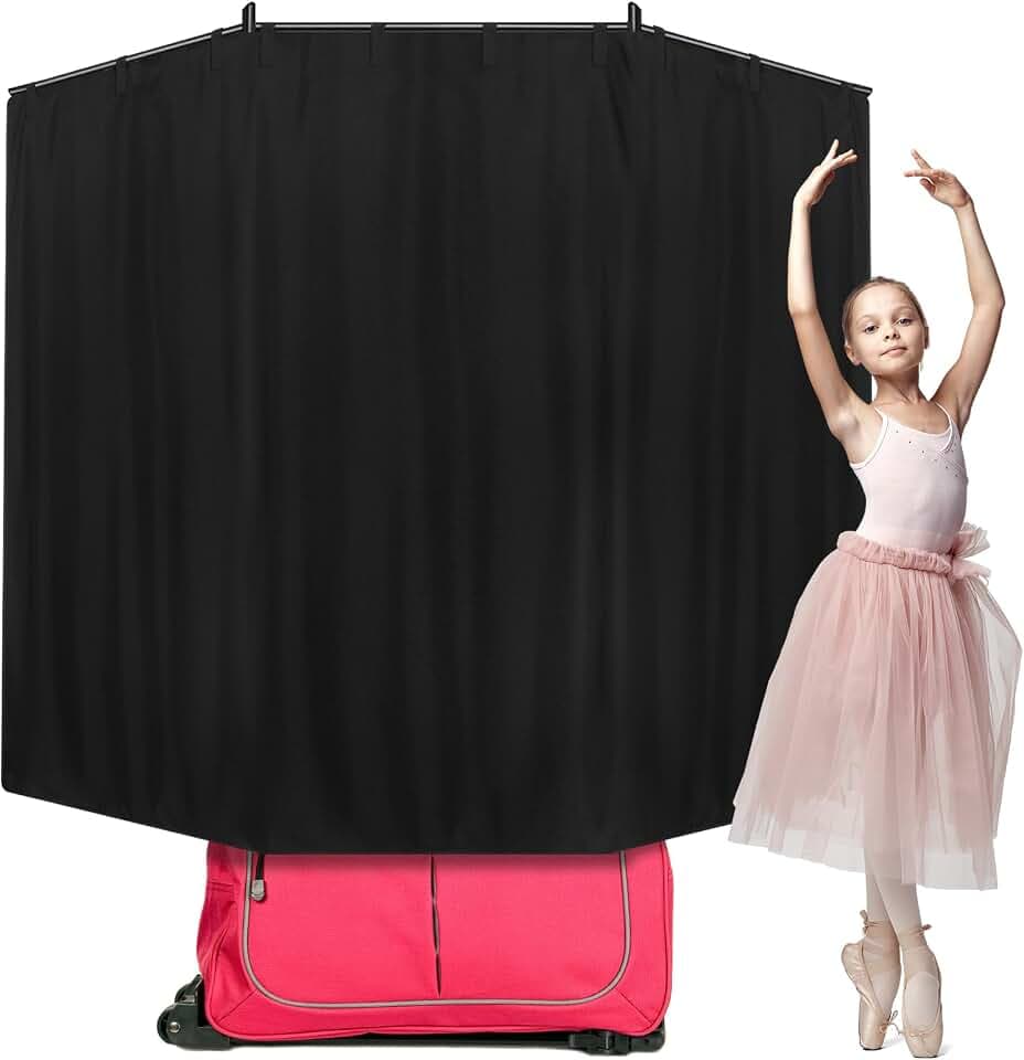 Expandable Privacy Curtain for Dance Bag Suitcase Portable Changing Room Curtain Without Bag and Rack Partition Screens for Dancer Backstage Accessories Camping Window(78.7 x 51 Inch)