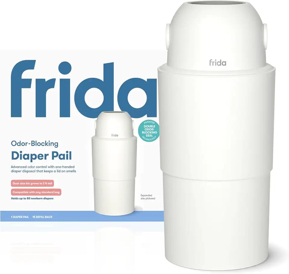 Frida Odor-Blocking Diaper Pail with One-Handed Disposal