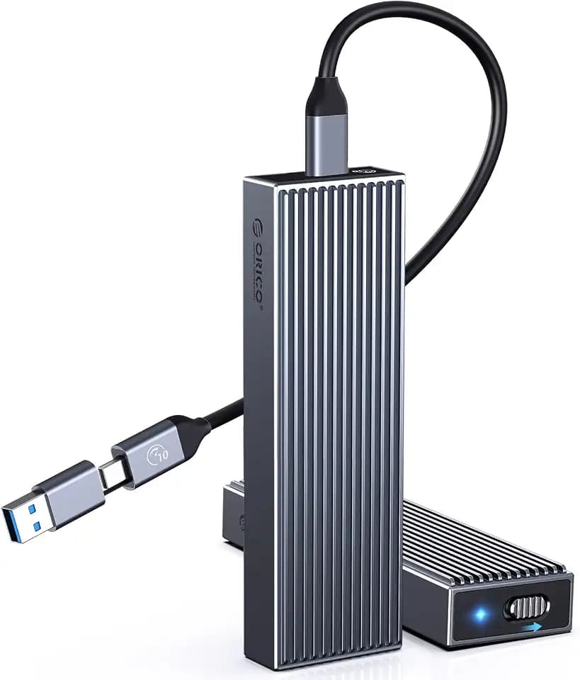 ORICO M.2 SSD Gehäuse [Werkzeuglos], NVMe Gehäuse USB 3.2 Gen2 10Gbps mit 2-in-1 Kabel, Aluminium NVMe M.2 Adapter für M-Key 2230/2242/2260/2280- BM2G2