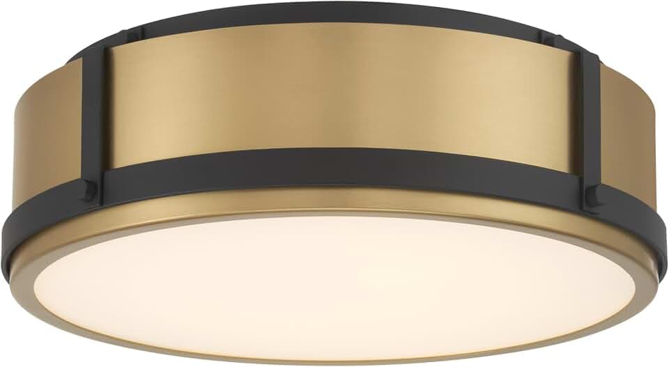 Minka-Lavery Lynca 5CCT LED Flush Mount - Legacy Brass and Dark Matte Black with Etched Opal Glass
