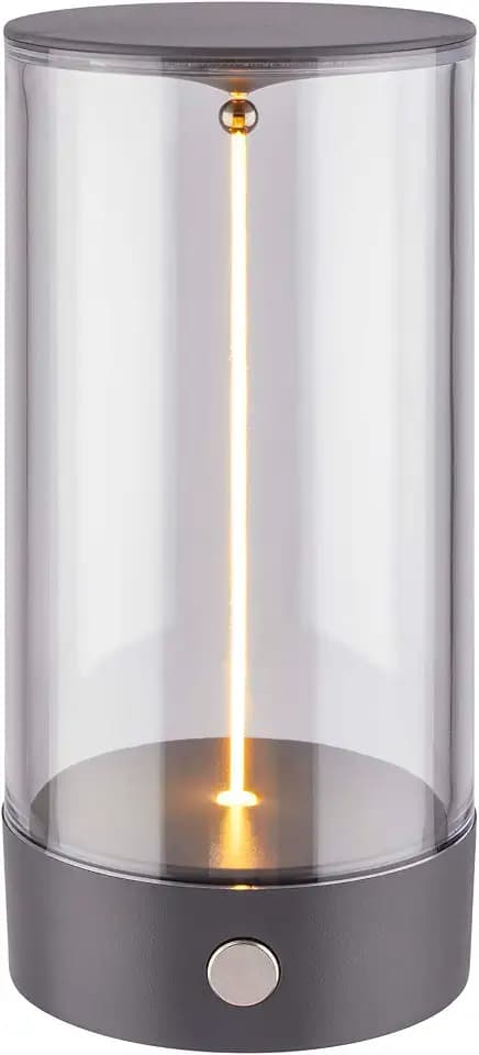 BRILONER - LED Tischlampe kabellos mit 4-Stufen Schaltung, Touch, Filament, warmweiße Lichtfarbe, USB-C Aufladung, Nachttischlampe, Leselampe, LED Lampe, Tischleuchte, Akku Lampe, 7x14,5 cm, Anthrazit
