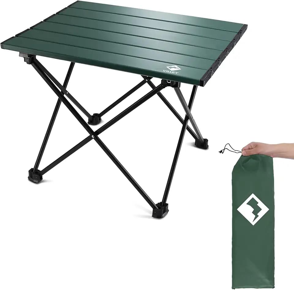 VILLEY Portable Camping Side Table, Ultralight Aluminum Folding Beach Table