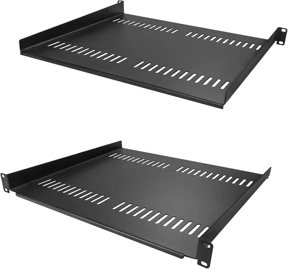 StarTech 2-Pack 1U Vented Cantilever Shelf, 16in, 44lb (CABSHELF116V2PK)