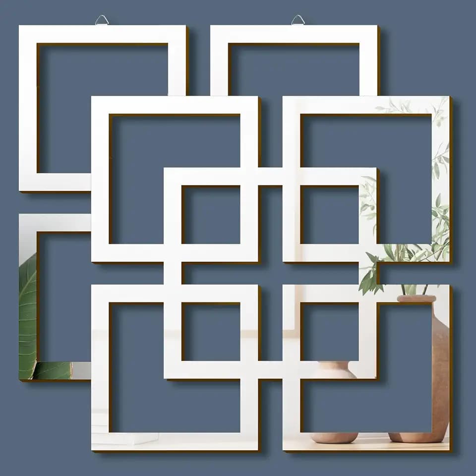 Weysat 2 Pieces Silver Mirrored Wall Decor 11.8 x 11.8, Silver, Mirrored