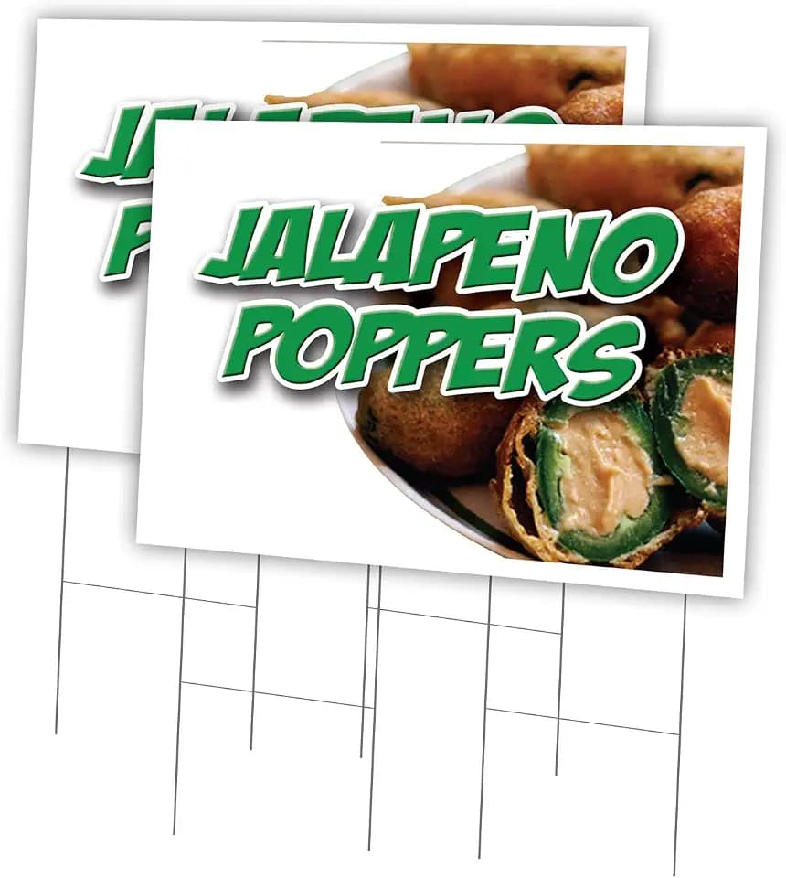 Jalapeno Poppers 2 Pack of 24" x 36" Yard Sign & Stake | Advertise Your Business | Stake Included Image On Front Only | Made in The USA